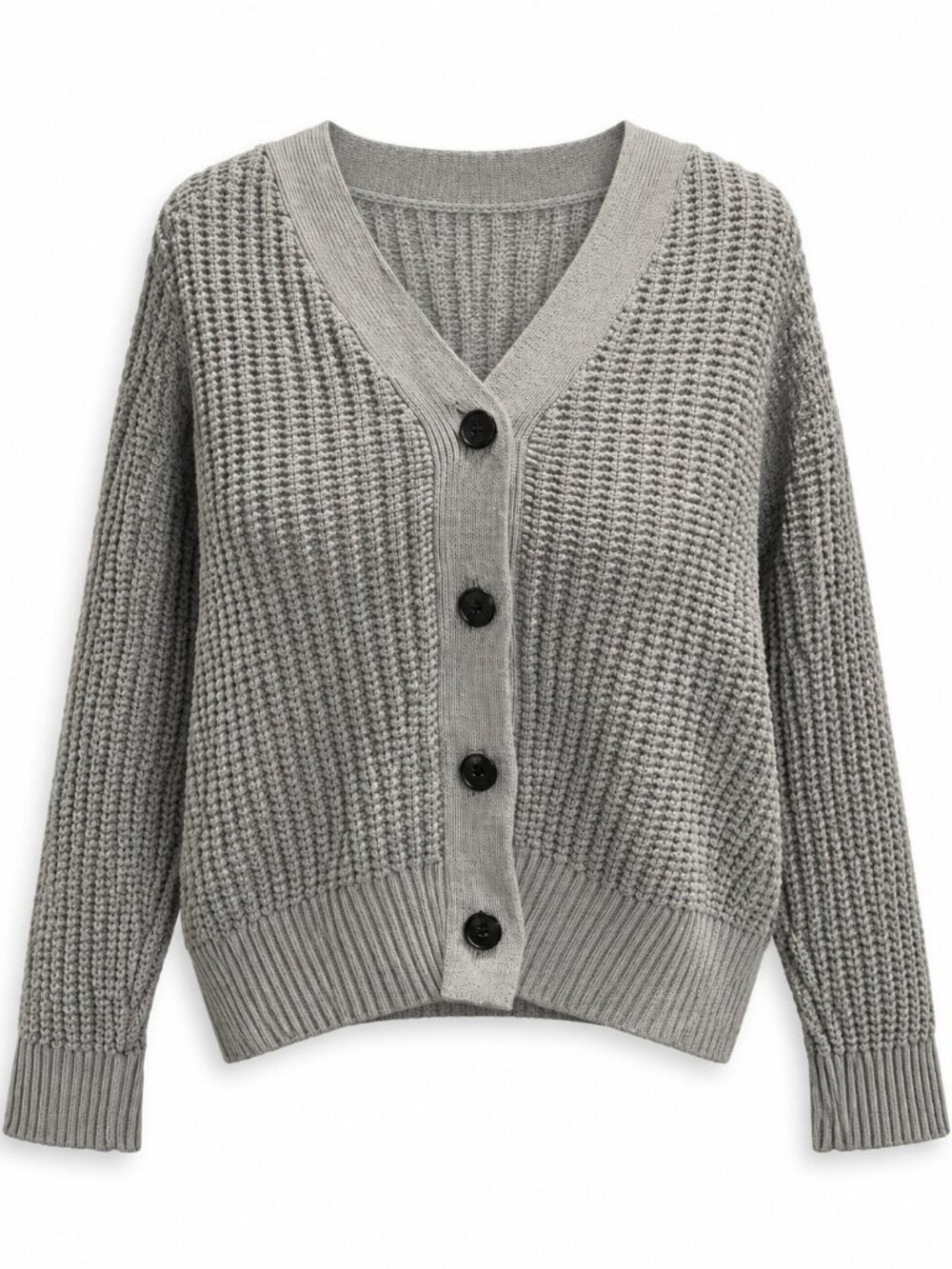 Roots Gray Chunky Knit Button Cardigan Size XS